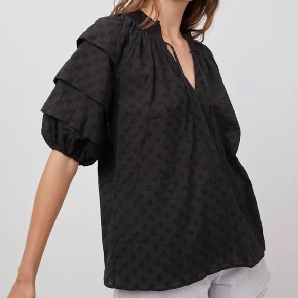 Rails Black Paris Embroidered Daisies Top - Picture 2 of 12